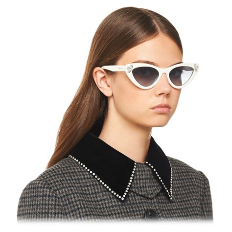 miu miu sunglasses white|miu miu sunglasses cat eye.